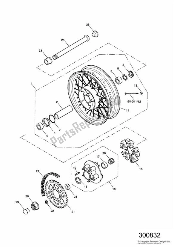 All parts for the Rear Wheel/final Drive >281465-f2 / 279278-f4 of the Triumph America Carburettor 790 2002 - 2007